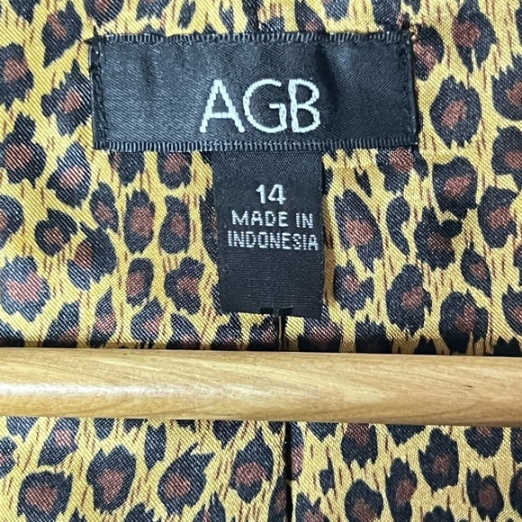 AGB Women Black Blazer Jacket 14 Leopard Business Casual Button Work Preppy - Picture 5 of 16